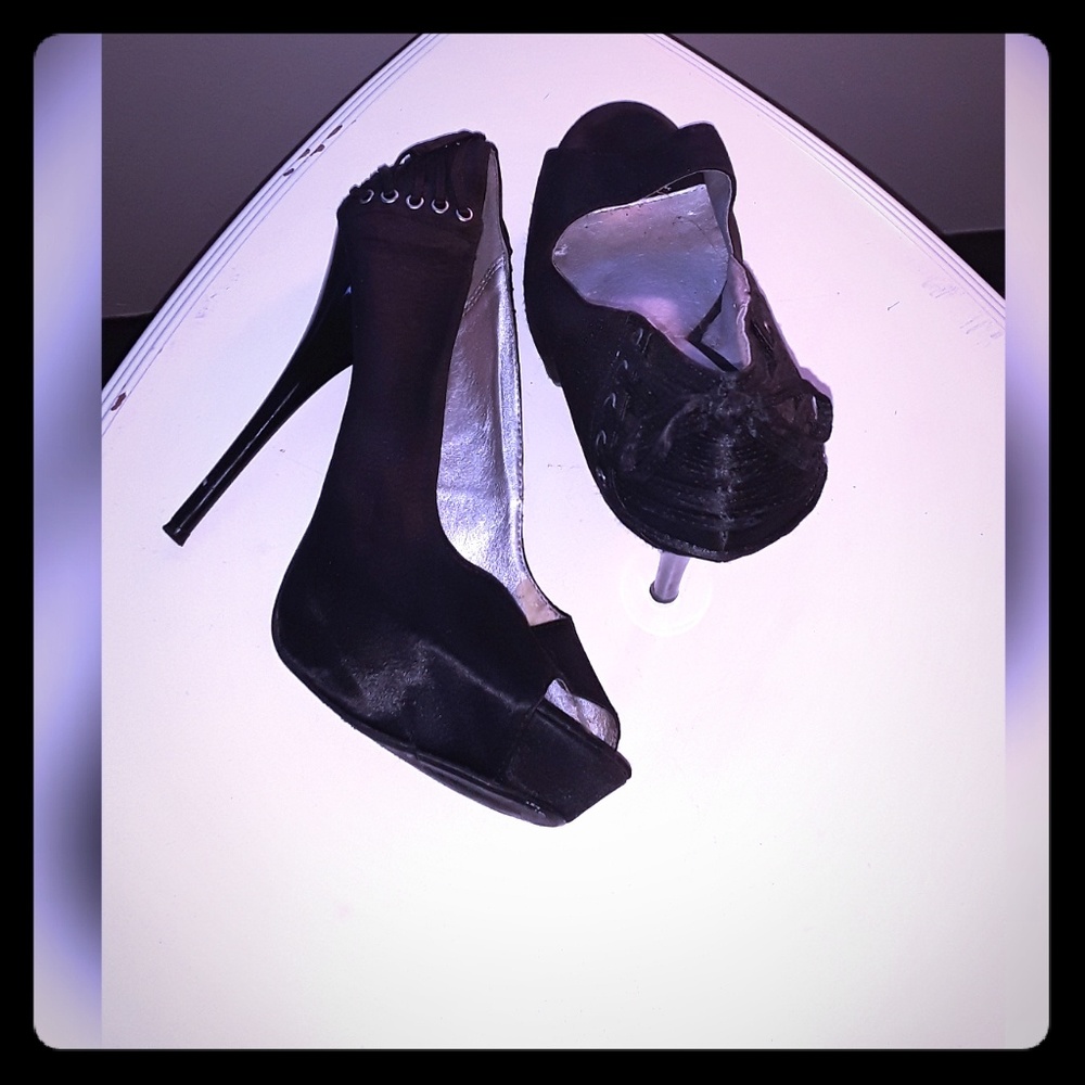 Black lace heels